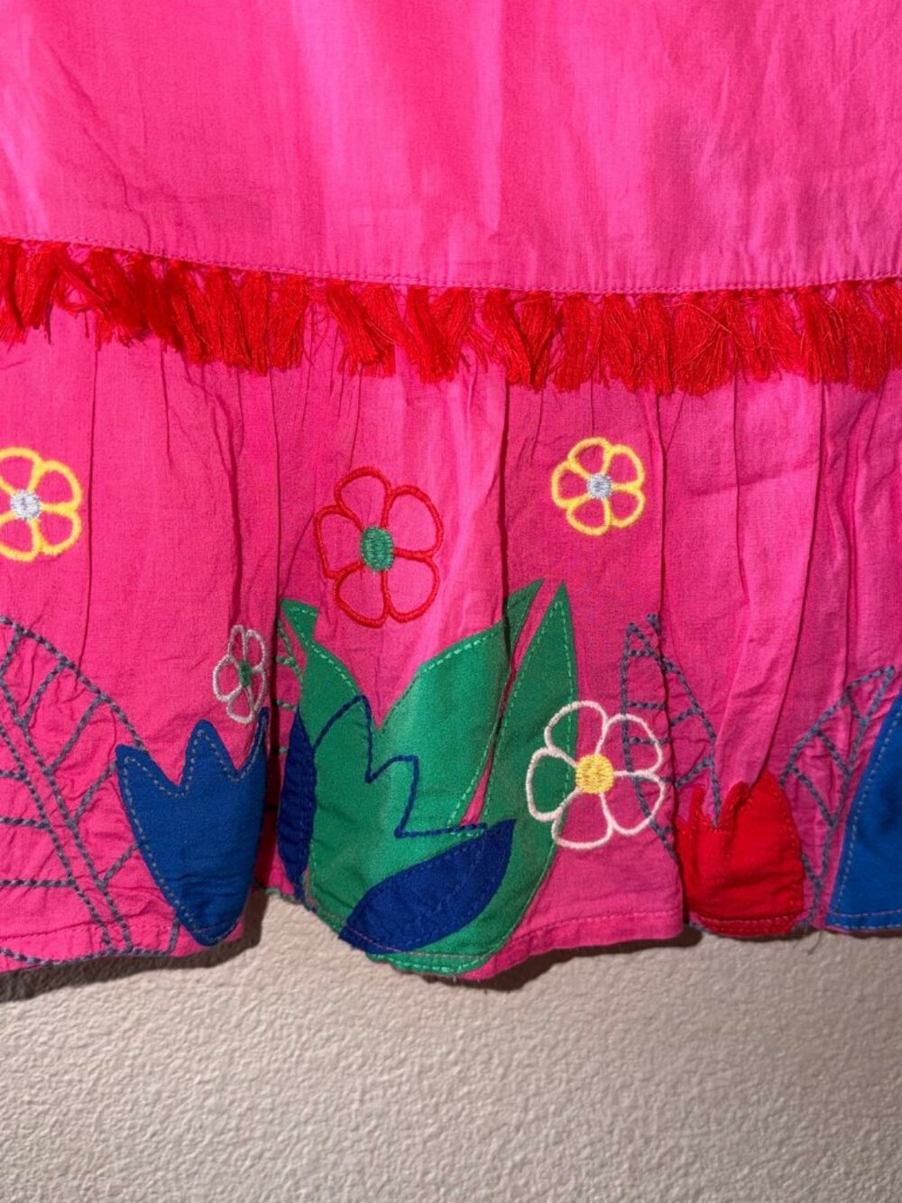 Mini Boden Pink Embroidered Dress with Parrot Design - Picture 5 of 6